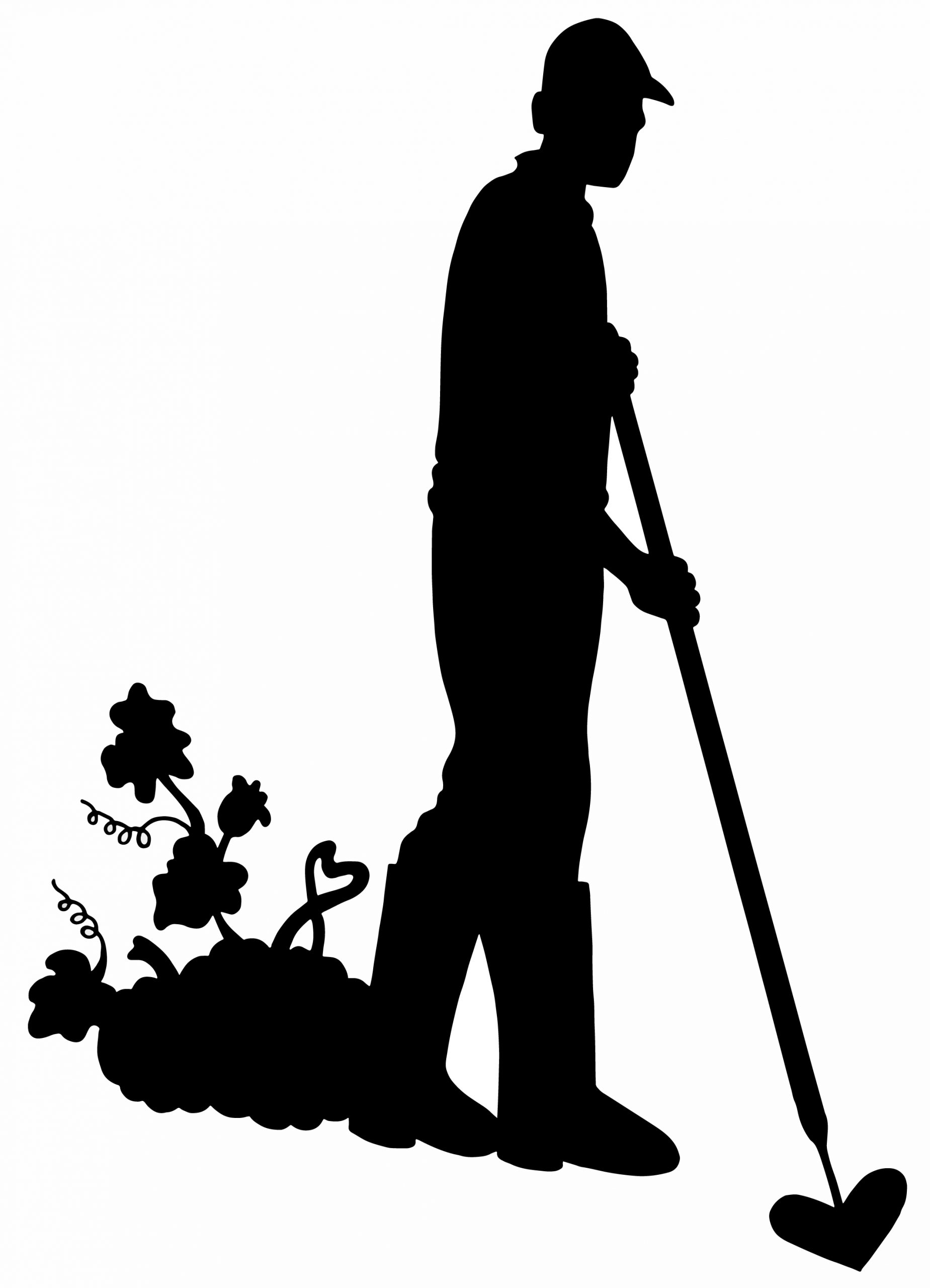 zwart wit profiel foto boer aan het onkruid wieden